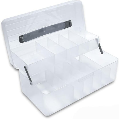 Large Bandage Organizer - 2-Tier Plastic Storage Container with Lid for Home & Office Use