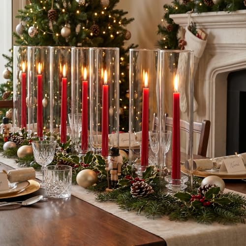 10Pcs Hurricane Glass Candle Holders for Indoor Outdoor Decor