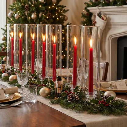 10Pcs Hurricane Glass Candle Holders for Indoor Outdoor Decor
