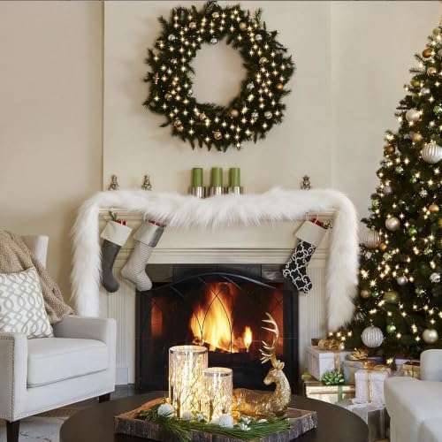 White Pampas Grass Christmas Garland 2 Pack - 7.2Ft Artificial Holiday Decor