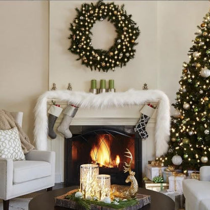 White Pampas Grass Christmas Garland 2 Pack - 7.2Ft Artificial Holiday Decor