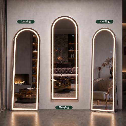 Lighted Full Length Mirror with LED Lights 64x21 inches - Modern Floor & Wall Mirror