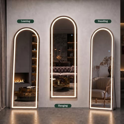 Lighted Full Length Mirror with LED Lights 64x21 inches - Modern Floor & Wall Mirror