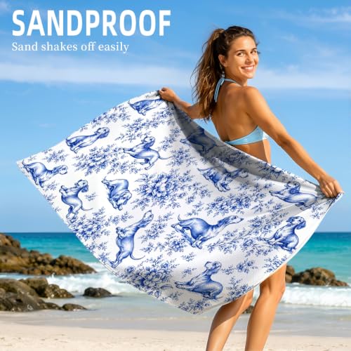 Dachshund Beach Towel 30x60 Inches Microfiber Dog Pattern for Summer Vacation