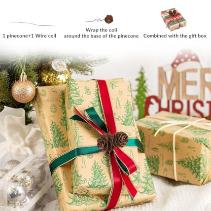 Natural Christmas Pine Cones with Iron Wires - DIY Craft Supplies, 200 Pieces