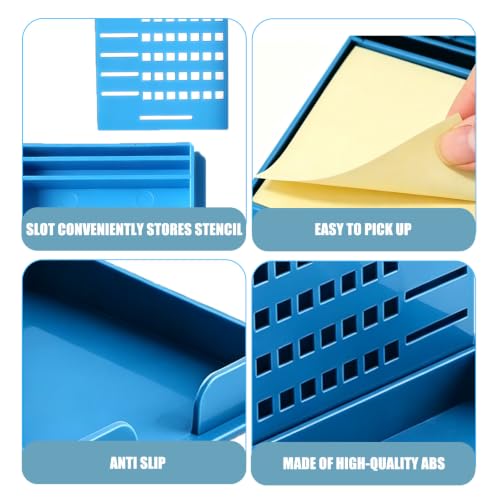 Sticky Note Holder Dispenser with 100 Sheets & 5 Stencils, 3x3 Inch Organizer