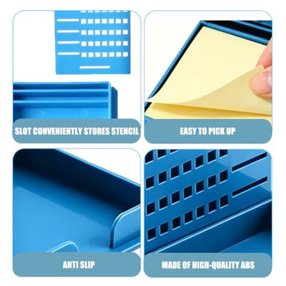 Sticky Note Holder Dispenser with 100 Sheets & 5 Stencils, 3x3 Inch Organizer