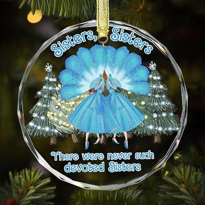Gossby Sister Keepsake Ornament - Round Crystal Glass, Multi Color, 3.1 Inch
