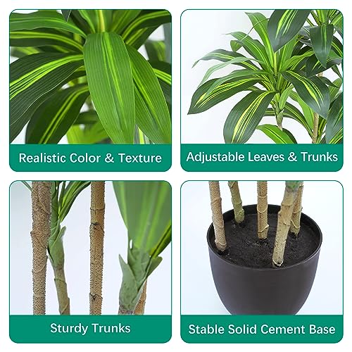 6Ft Artificial Dracaena Fragrans Tree - Faux Indoor Outdoor Plant with 8 Heads