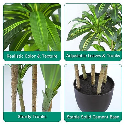 6Ft Artificial Dracaena Fragrans Tree - Faux Indoor Outdoor Plant with 8 Heads