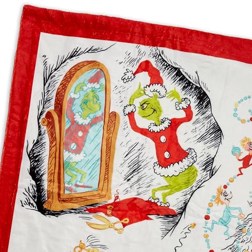 Hallmark Dr. Seuss's How The Grinch Stole Christmas Throw Blanket 50x60 - Holiday Cozy Decor