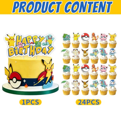 Anime Cake Topper Set for Birthday Party Decorations - 25 Pcs