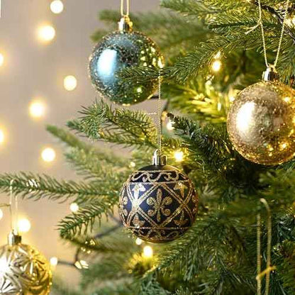 Valery Madelyn Christmas Ball Ornaments, 9ct Blue and Gold Shatterproof Christmas Tree Decorations Set, 2.76 Inches Luxury Hanging Ornaments for Xmas Trees Bulk Holiday Decor