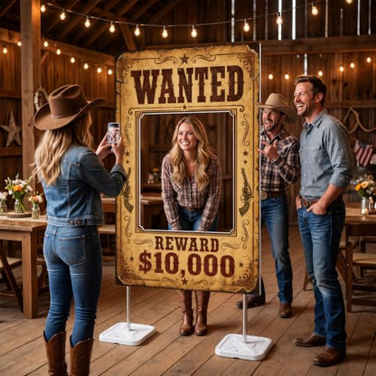 Western Wanted Poster Cardboard Cutout Cowboy Photo Prop - Cowboy Variation