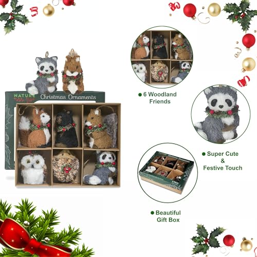Forest Friends Ornament Set of 6 - Woodland Animal Christmas Decorations