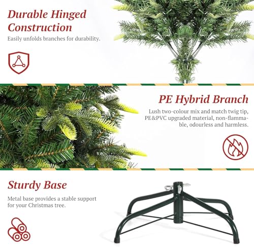 Uten 7.5ft Slim Christmas Tree with 800 Branch Tips, Foldable Metal Stand, Easy Assembly - Green, Variation of THIS listing