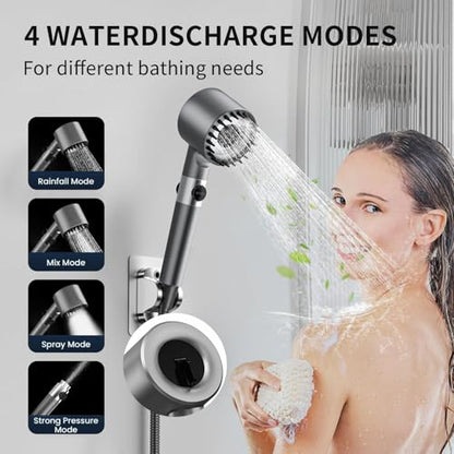 Ion Shower Head High Pressure with Handheld & Filters - Gray / 3 Inch