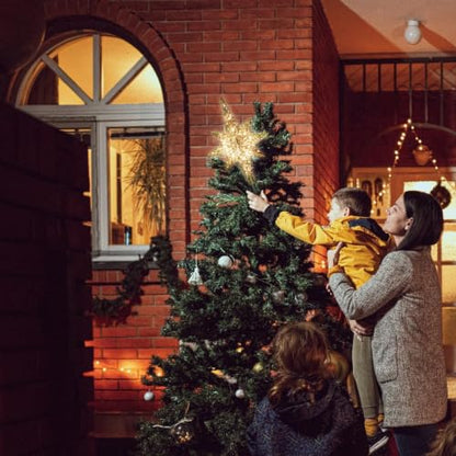 Golden Bethlehem Star Tree Topper with 10 LED Lights - Festive Christmas Decor