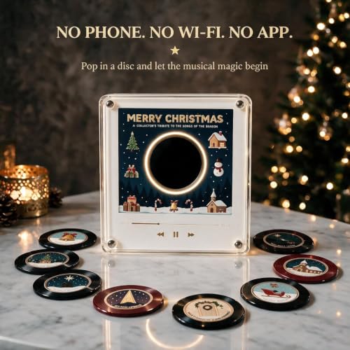 Christmas Magnetic Vinyl Music Player Set with Holiday Discs - Fridge Decor