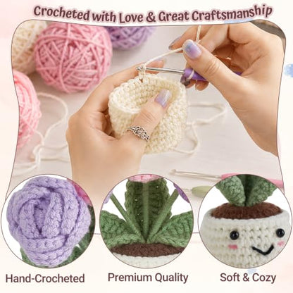Thank You Gifts for Women - Handcrafted Crochet Rose Flower