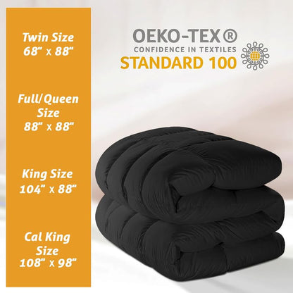 Queen Comforter Black - Down Alternative Duvet Insert, All-Season Bedding