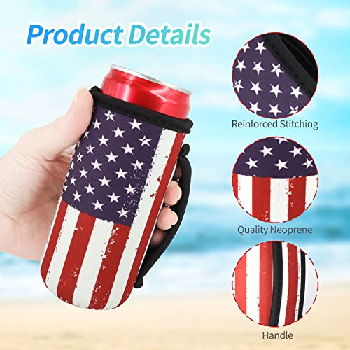Checkerboard Reusable Can Sleeve with Handle - Set of 3 Insulated Drink Sleeves