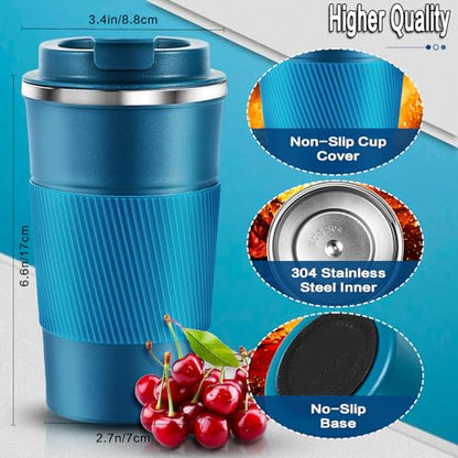 Travel Coffee Mug 16 oz, Insulated Coffee Cups with Lid, Thermos Stainless Steel Coffee Mugs Spill Proof, Double Wall Vacuum Tumbler, Reusable To Go Mug for Hot/Ice Coffee (black)