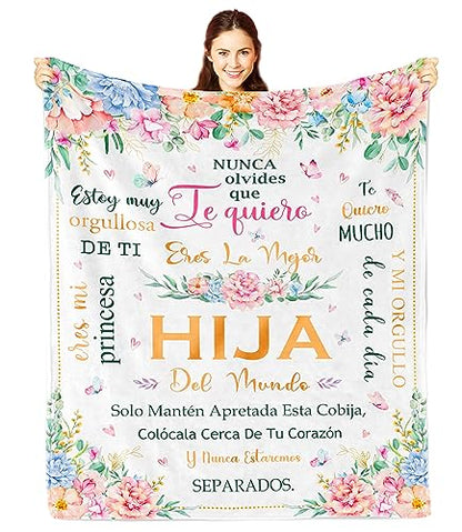 80x60in Throw Blanket for Hija Gift in Spanish - Daughter Birthday & Graduation