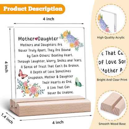 Mom Acrylic Desk Sign Plaque - Daughter Gift from Mother Christmas & Birthday Decor