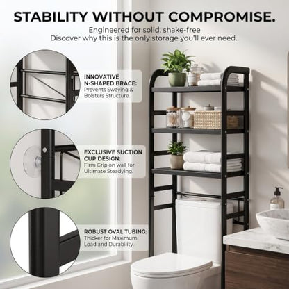Over The Toilet Storage Rack Black Bathroom Organizer Space Saver