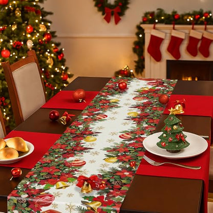 Christmas Table Runner Red Santa Claus 13 x 36 Inch Holiday Kitchen Decor