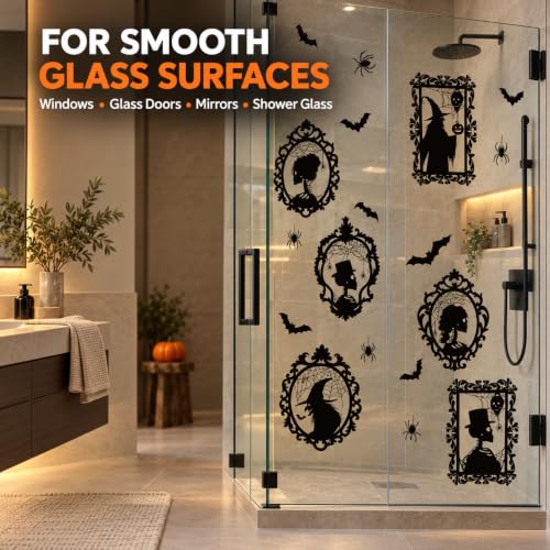 Halloween Window Clings 9 Pack - Reusable Static Silhouette Decorations