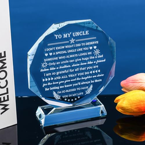 Uncle Gifts from Niece Nephew - Crystal Keepsake for Uncle, Style 2