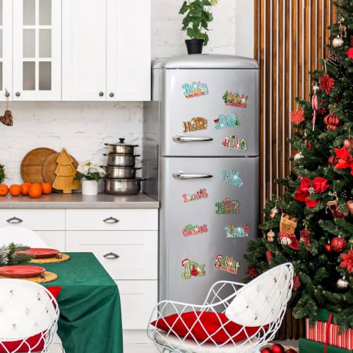 Christmas Diamond Art Magnet Kits - 12 Pieces for Fridge & Metal Surfaces - Holiday Decor