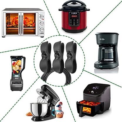 Black Cord Organizer for Kitchen Appliances - 3 Pack, Silicone Holder for Stand Mixer, Coffee Maker, Air Fryer
