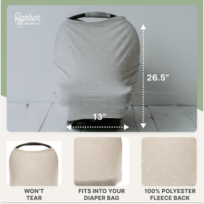 Parker Baby 4 in 1 Car Seat Cover - Stretchy Canopy, Nursing & Grocery Cart Cover | Desert Design