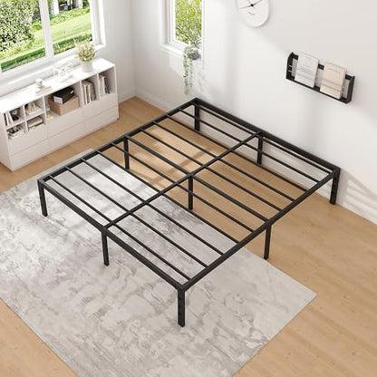 NEW JETO Metal Bed Frame,Twin Size Bed Frame with Storage Space,Heavy Duty Sturdy Mattress Foundation,Easy Assembly,No Box Spring Needed, Black,14 Inch,Twin