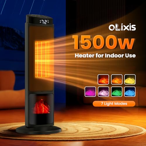 Electric Space Heater 23 Inch Black Oscillating 4 Modes Indoor Home Heating