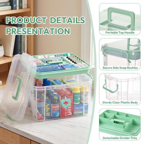 Large 15QT Medicine Organizer Box with Compartments for Home Dorm Travel