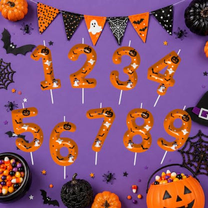 Halloween Birthday Number Candles - Pumpkin Bat Ghost Cake Topper