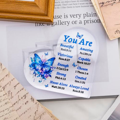 Blue Butterfly Acrylic Christian Gift for Women Inspirational Religious Decor