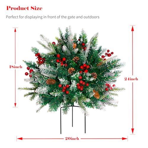 Lighted Christmas Urn Filler Set - Multicolor LED, 24 Inch, 2 Pack