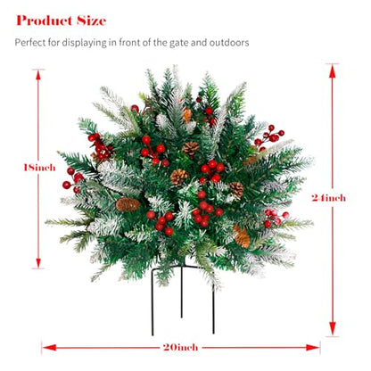 Lighted Christmas Urn Filler Set - Multicolor LED, 24 Inch, 2 Pack