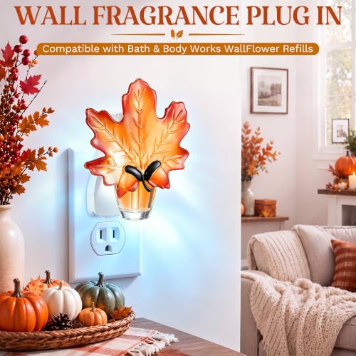 Wall Fragrance Plug with Nightlight - Maple Leaf Compatible with Bath & Body Works Refills