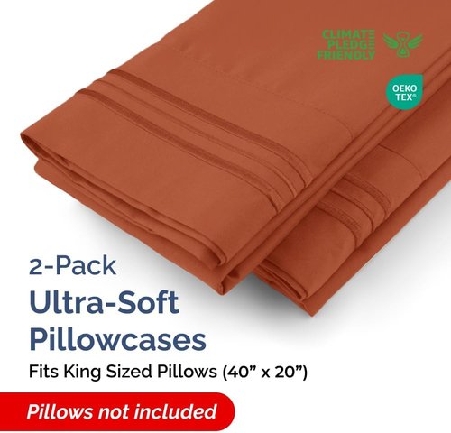 King Pillow Cases by [Brand Name] - Ultra Soft Hotel Quality Covers | Comfy, Wrinkle-Free, Stain Resistant - 2 Piece Set in Terracotta