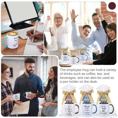 Employee Appreciation Mug Gift Set - 12 Blue Green Brown Classic Styles