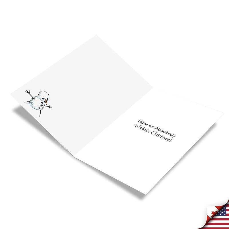Snowman Abs Merry Christmas Greeting Card Set - 12 Pack (NobleWorks C9477XSG-B12x1) - Variation: Snowman Abs