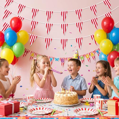 Red and White Striped Pennant Banner - 850ft, 600 Flags, Reusable Party Decor