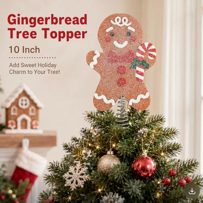 11 Inch Christmas Gingerbread Man Tree Topper Resin Holiday Decor