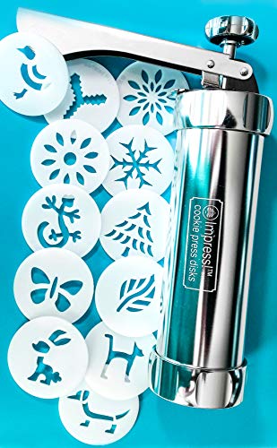 Metal Cookie Press Set with 12 Shapes Disks for Spritz Cookies